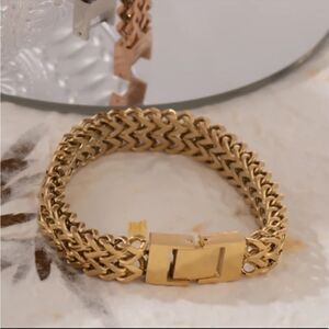 #27 Chunky Woven Gold Or Silver Plated Bracelet